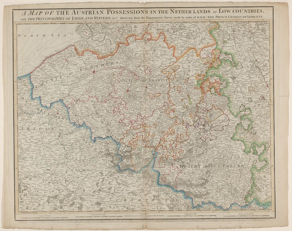 Kaart van de Zuidelijke Nederlanden (1789) by anonymous, William Faden and William Faden