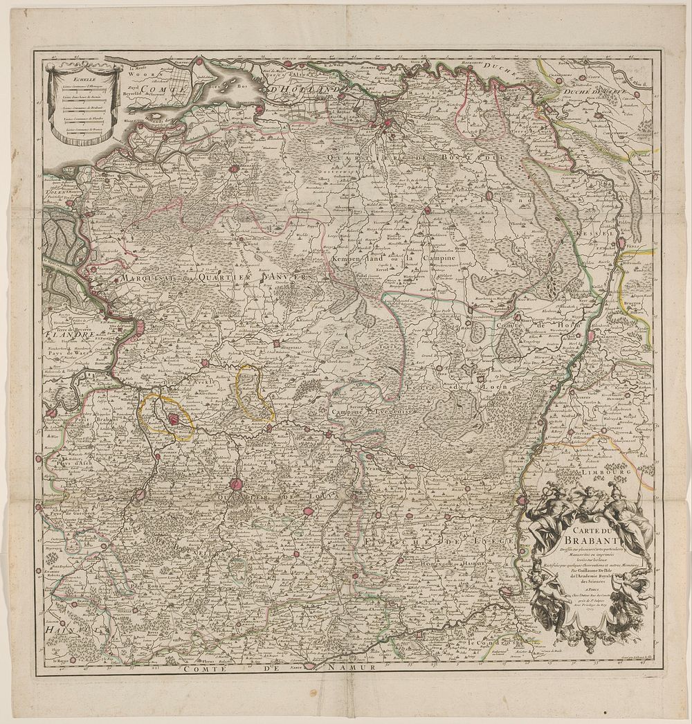 Kaart van Brabant (1705) by Henri Liébaux fils, Charles Louis Simonneau, Guillaume Delisle, Guillaume Delisle and Lodewijk…