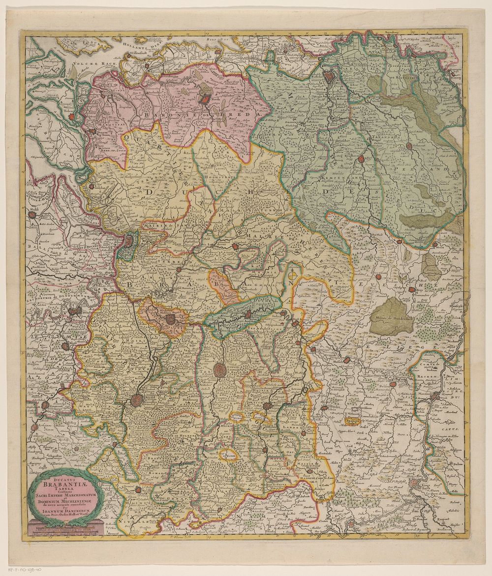 Kaart van het hertogdom Brabant (in or after 1684 - 1717) by anonymous, Justus Danckerts, Cornelis Danckerts II and Staten…
