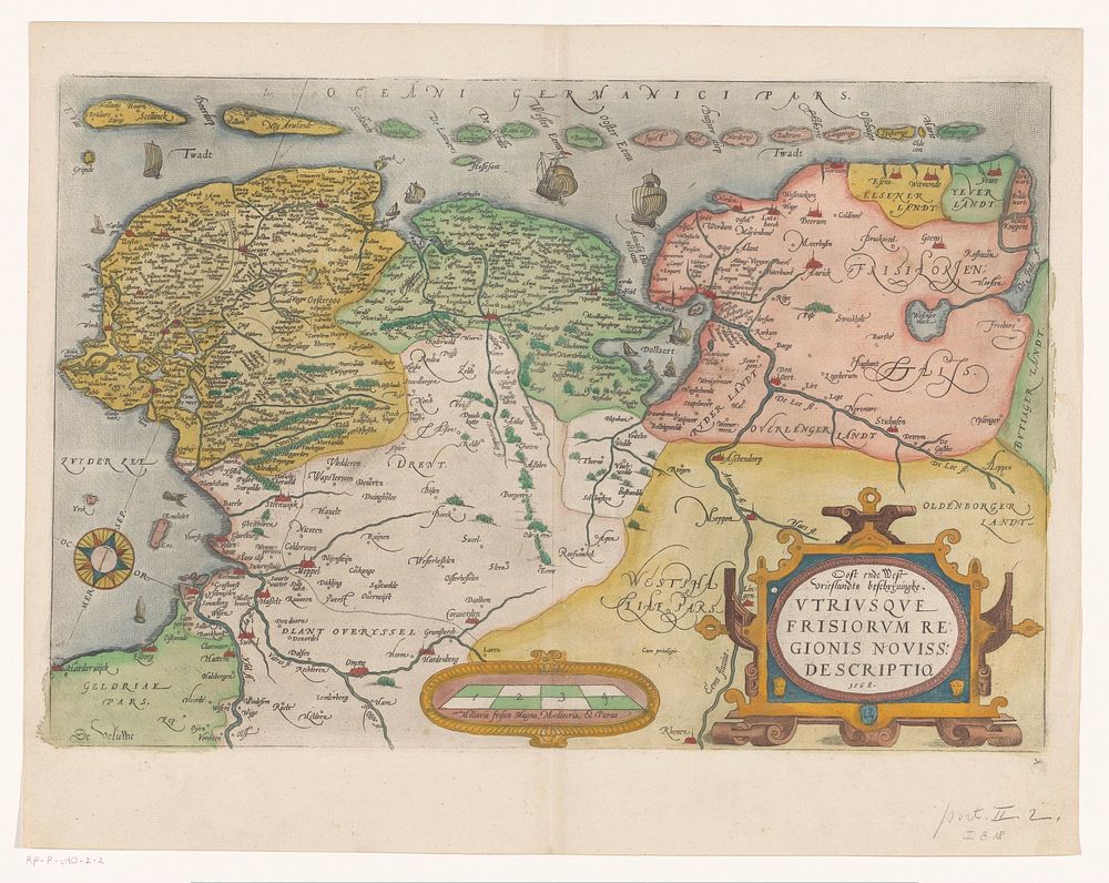 Kaart van Friesland, Groningen, Drenthe en Oost-Friesland (1570) by anonymous and Abraham Ortelius
