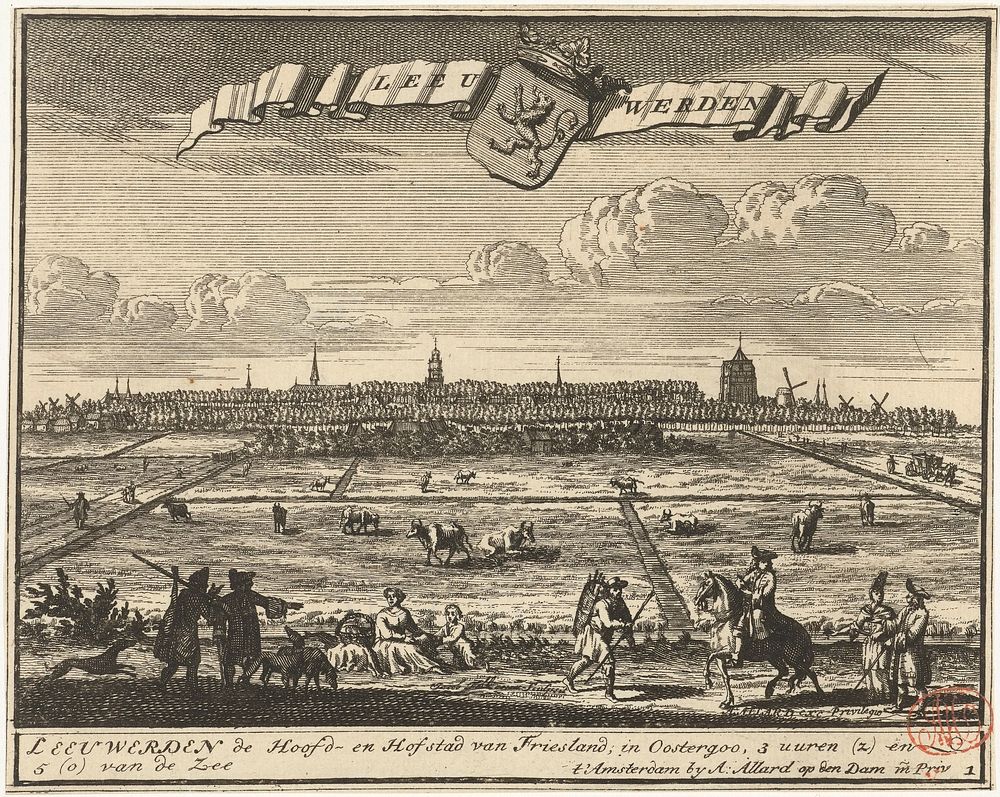 Gezicht op Leeuwarden (1702 - 1725) by Jacob Folkema and Abraham Allard