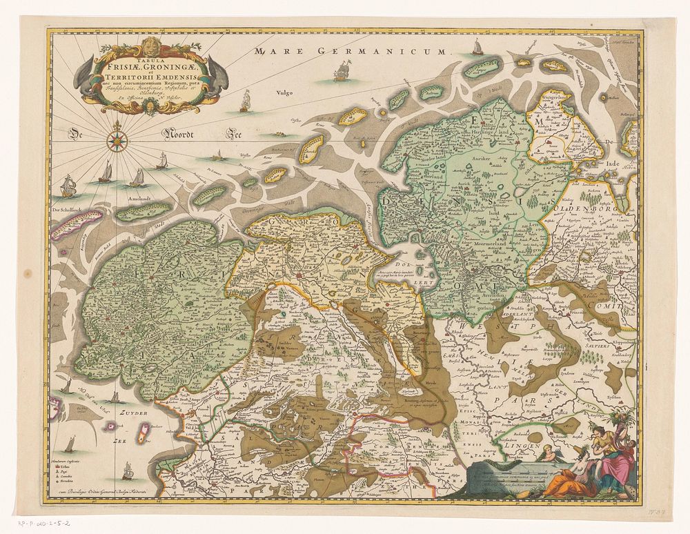 Kaart van Friesland en Groningen (in or after 1677) by anonymous, Nicolaes Visscher I and Staten Generaal