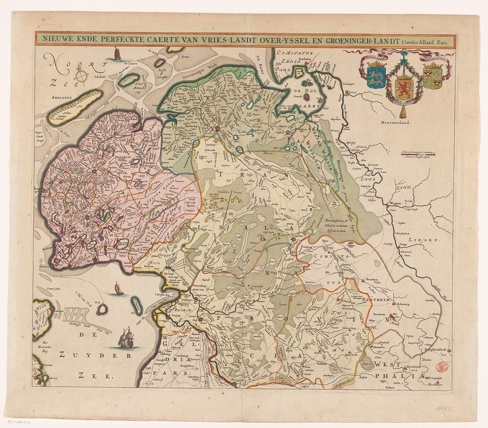 Kaart van Friesland, Overijssel en Groningen (after c. 1691) by anonymous and Carel Allard