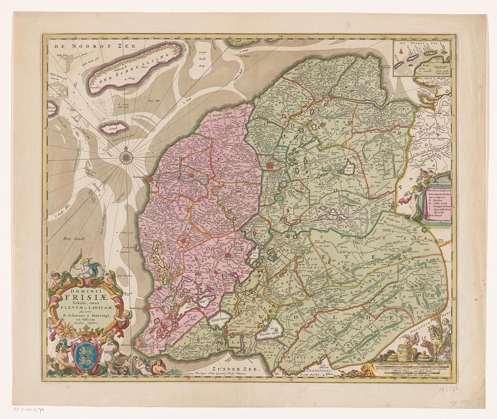 Kaart van Friesland (in or after 1677) by anonymous, Bernardus Schotanus à Sterringa, Nicolaes Visscher I and Staten Generaal