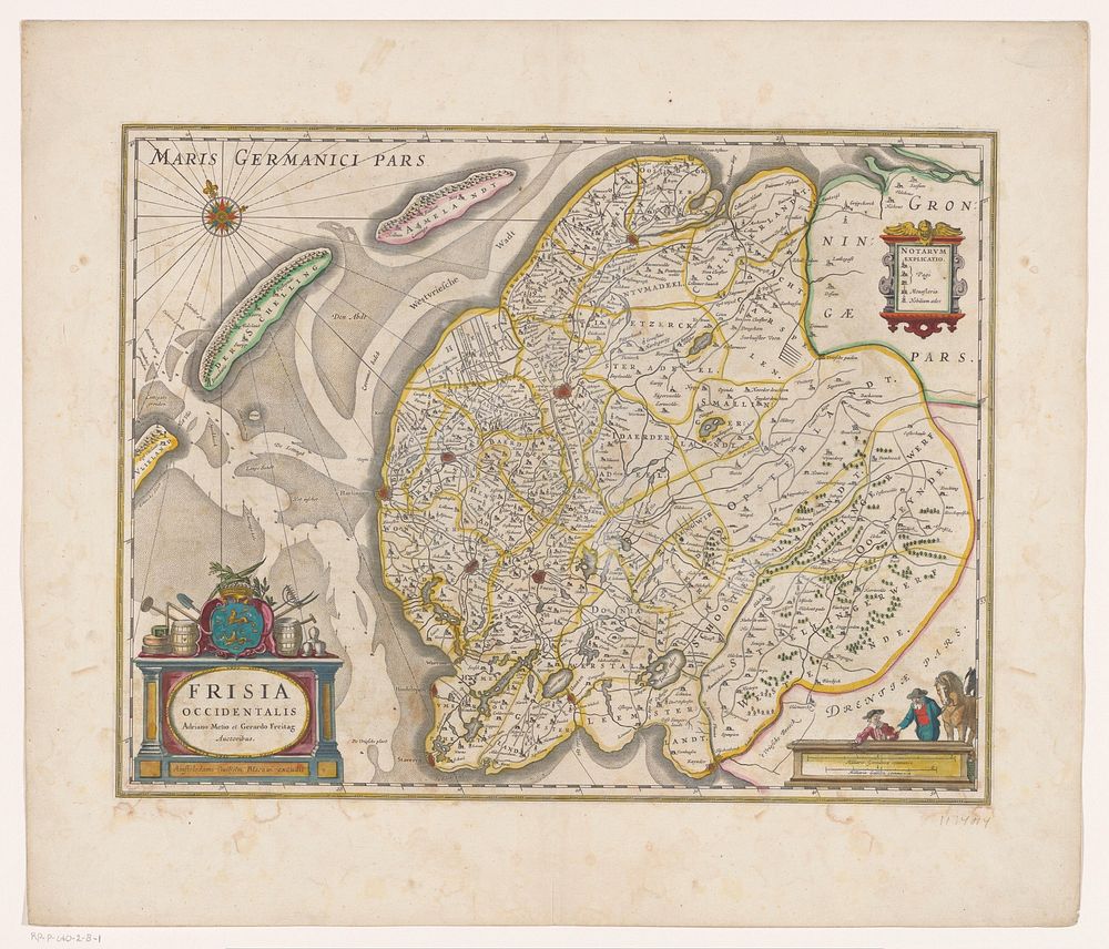 Kaart van Friesland, Vlieland, Terschelling en Ameland (1647 - 1664) by anonymous, Adriaan Adriaansz Metius, Gerard Freitag…