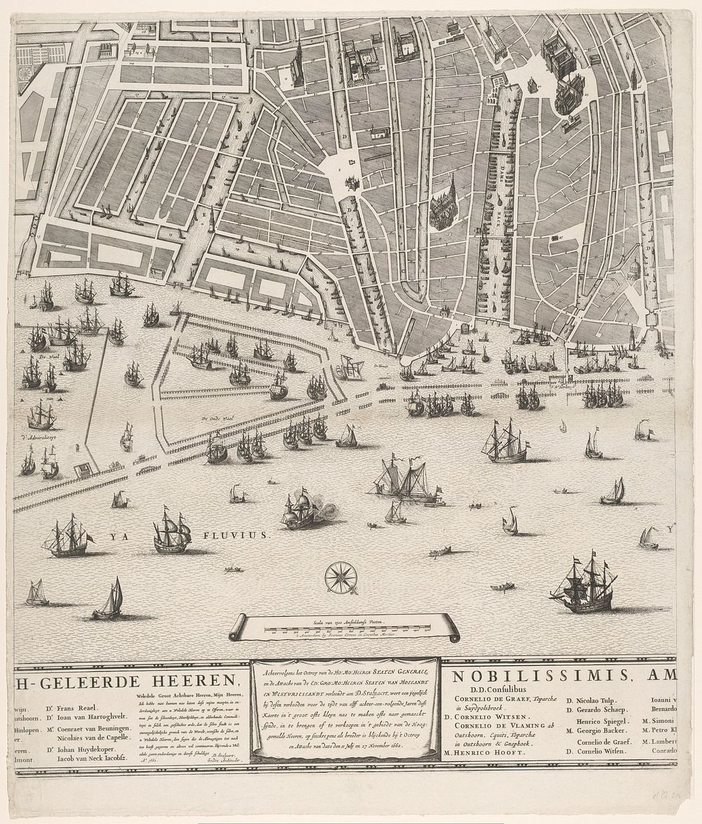 Plattegrond van Amsterdam met ontwerp en uitvoering van de Vierde Uitleg (vijfde deel) (1721 - 1774) by Julius Mülhüssen…