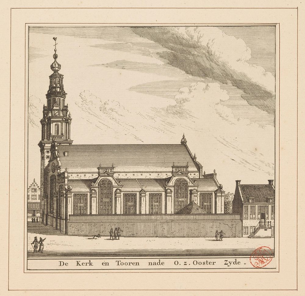 Gezicht op de oostzijde van de Zuiderkerk te Amsterdam (1685 - 1737) by Pieter van den Berge and Daniël Stopendaal