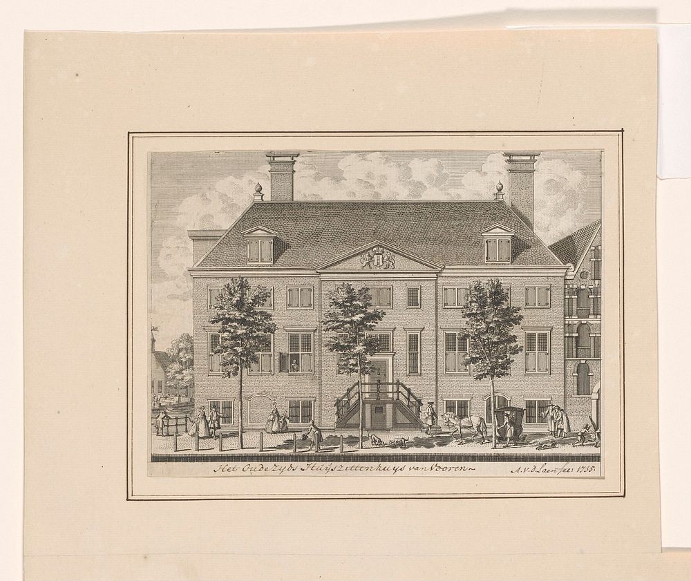 Gezicht op de voorkant van het Oudezijds Huiszittenhuis te Amsterdam (in or before 1735) by Adolf van der Laan