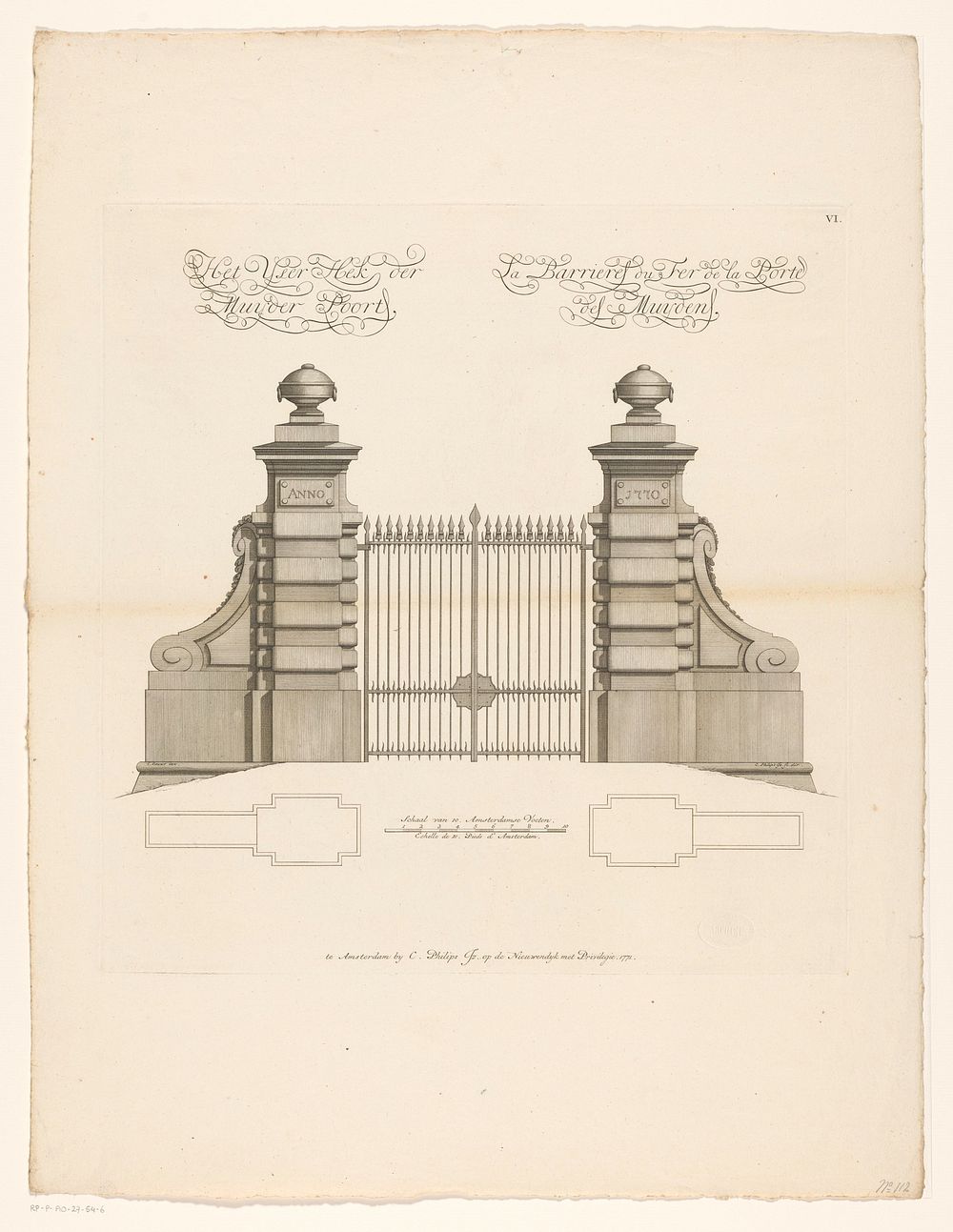 Hek van de Tweede Muiderpoort te Amsterdam (1771) by Caspar Jacobsz Philips, Caspar Jacobsz Philips, Cornelis Rauws and…
