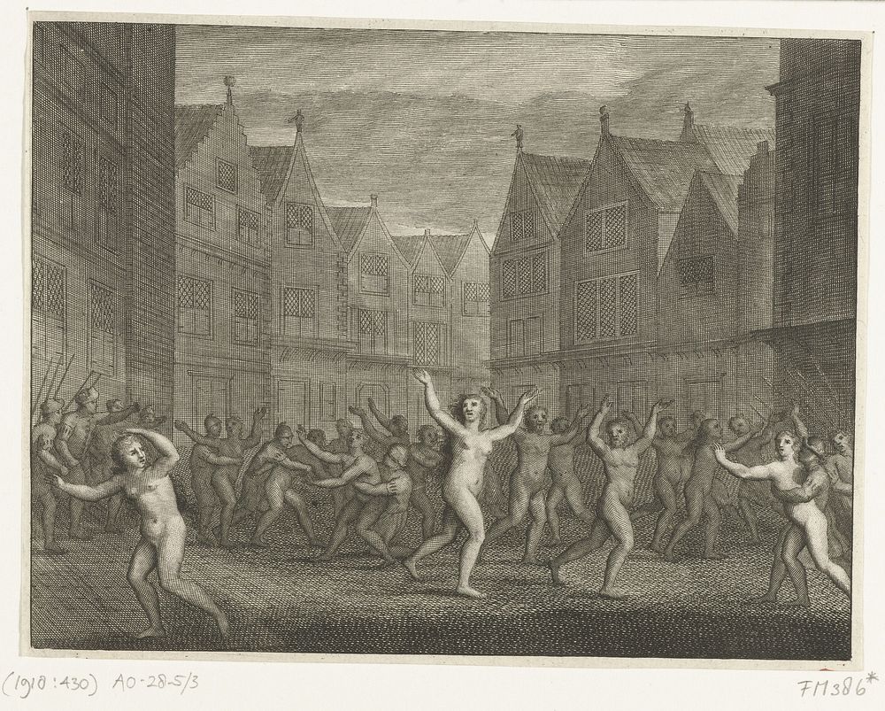 Naaktlopers te Amsterdam, 1535 (1650 - 1749) by anonymous