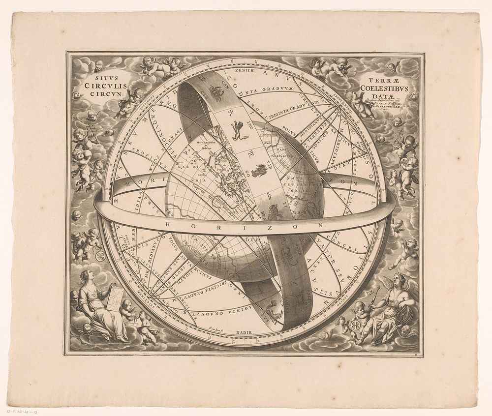 Hemelkaart van de aarde volgens het stelsel van Ptolemaeus (1708) by Johannes van Loon, Pieter Schenk I, Gerard Valck and…