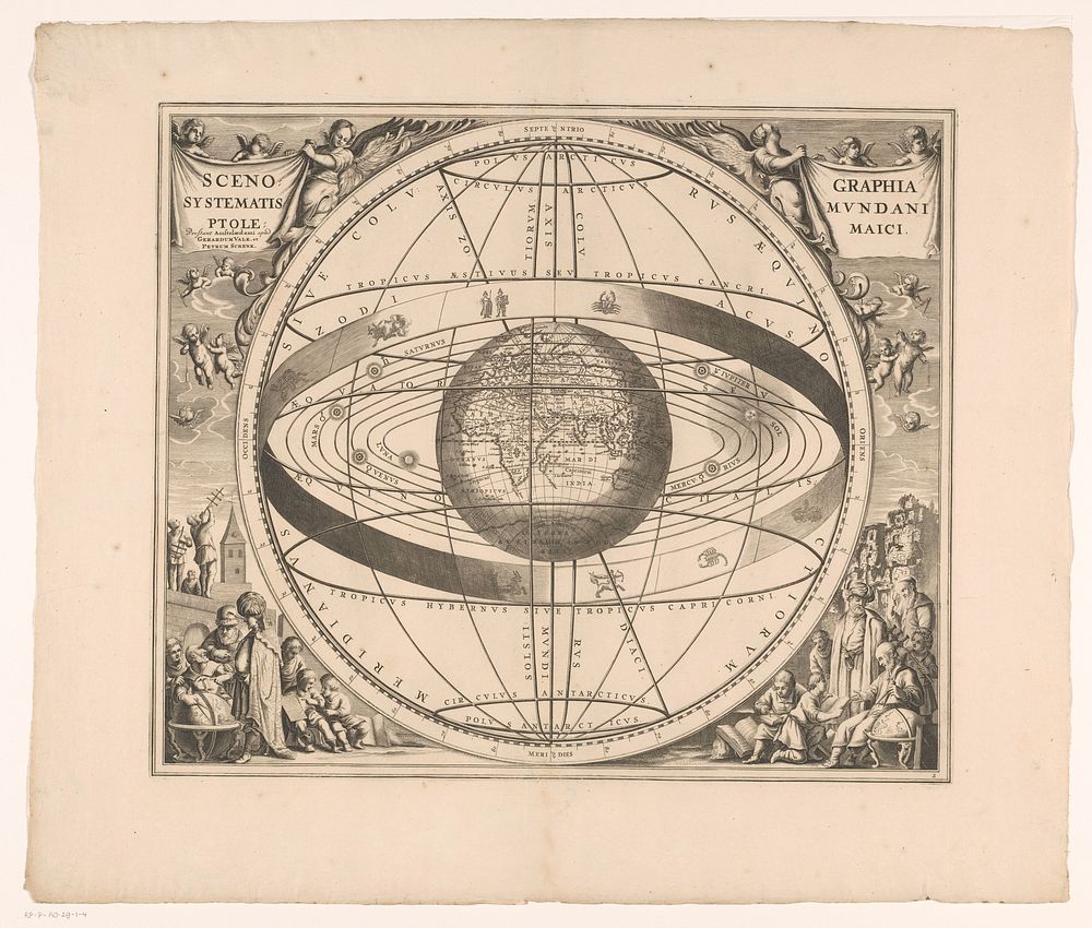 Hemelkaart van het stelsel van Ptolemaeus (1708) by anonymous, Pieter Schenk I and Gerard Valck
