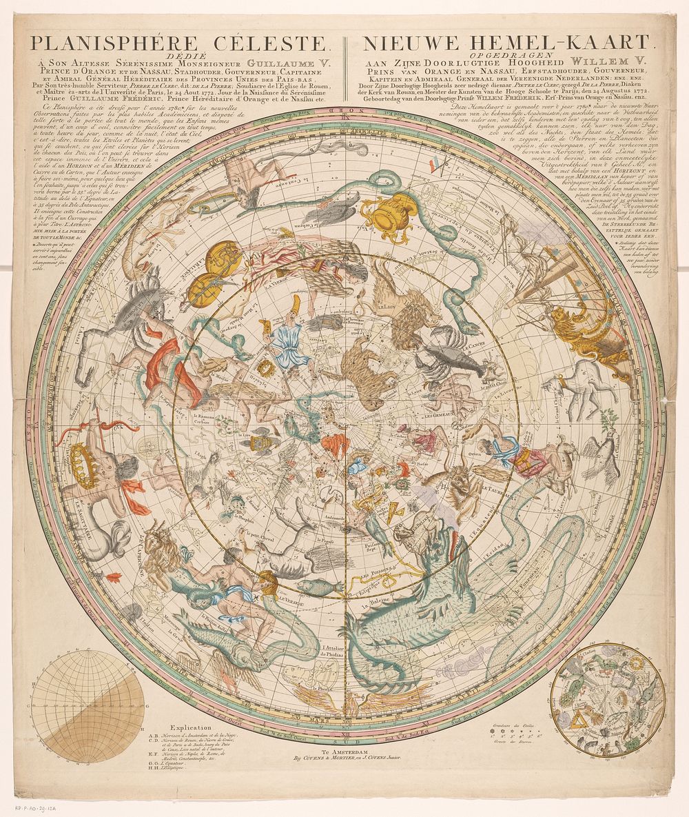 Hemelkaart met de sterrenbeelden (1780) by anonymous, Pieter le Clerc, Covens and Mortier and Covens Jr, Pieter le Clerc and…