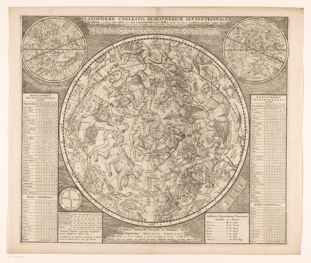 Hemelkaart met de noordelijke sterrenbeelden (c. 1706) by anonymous, Carel Allard and Staten van Holland en West Friesland