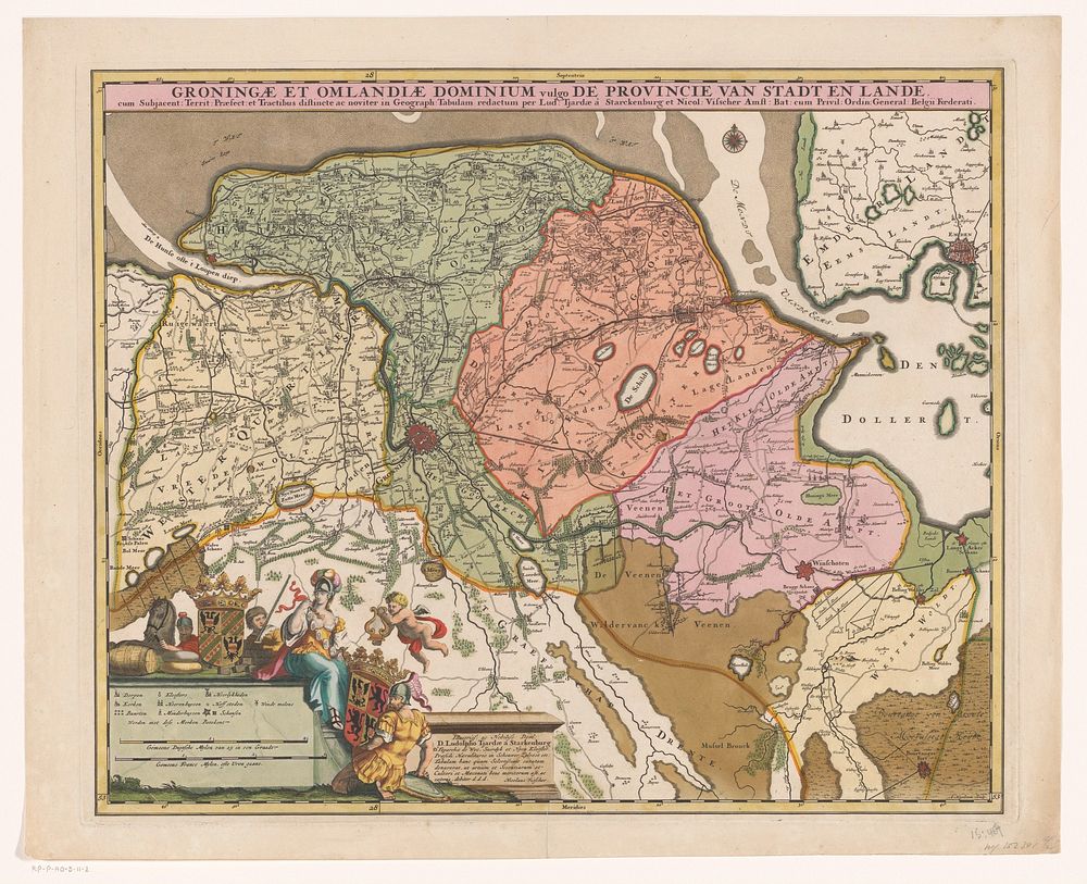 Kaart van de provincie Groningen (c. 1685) by Andries Hogeboom, Ludolph Tjarda van Starkenburg, Nicolaes Visscher II, Staten…