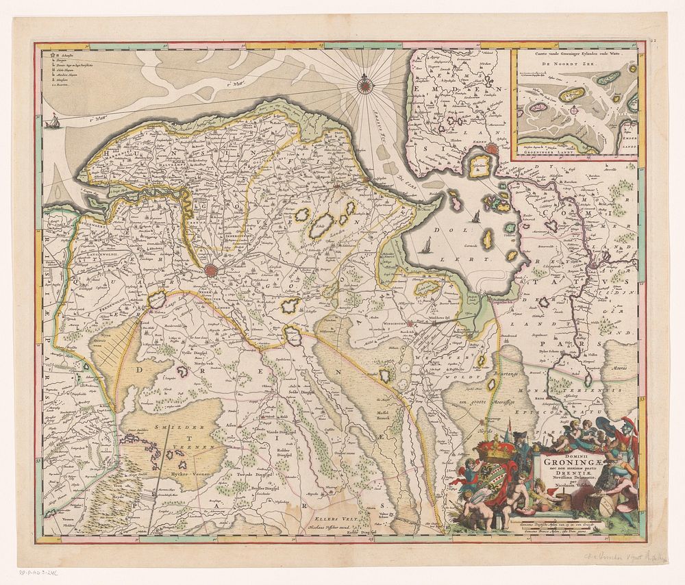 Kaart van de provincie Groningen en een deel van Drenthe (1663 - 1670) by Romeyn de Hooghe, Nicolaes Visscher I, Nicolaes…