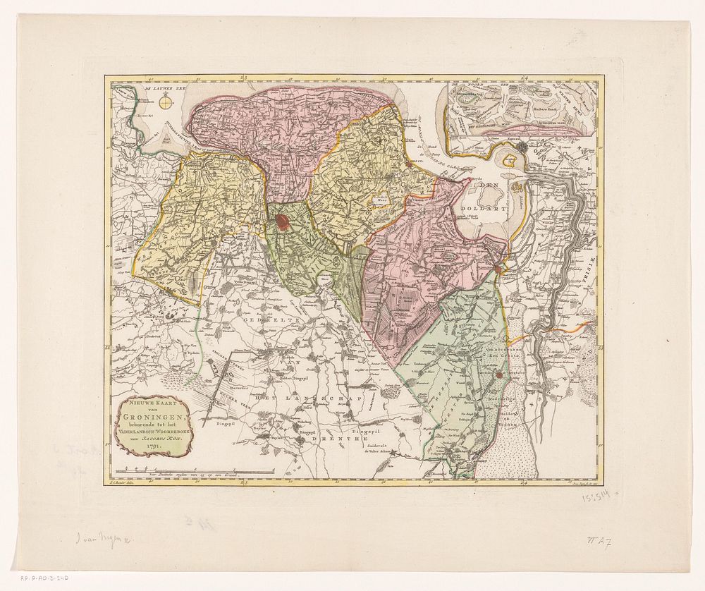 Kaart van de provincie Groningen (1790) by Jan van Jagen, J C Roeder, Jacobus Kok and Johannes Allart