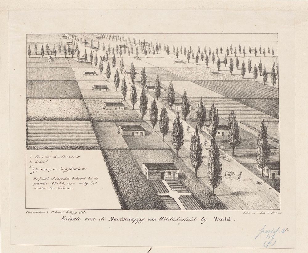 Plattegrond van de kolonie van de Maatschappij van Weldadigheid te Wortel (1822 - 1830) by van den Eynde, van den Eynde and…