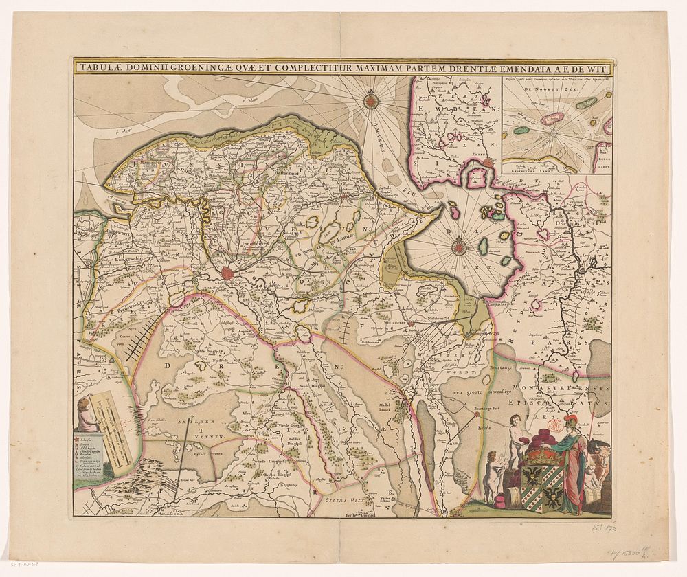 Kaart van de provincie Groningen en een deel van Drenthe (c. 1670 - c. 1672) by anonymous and Frederik de Wit
