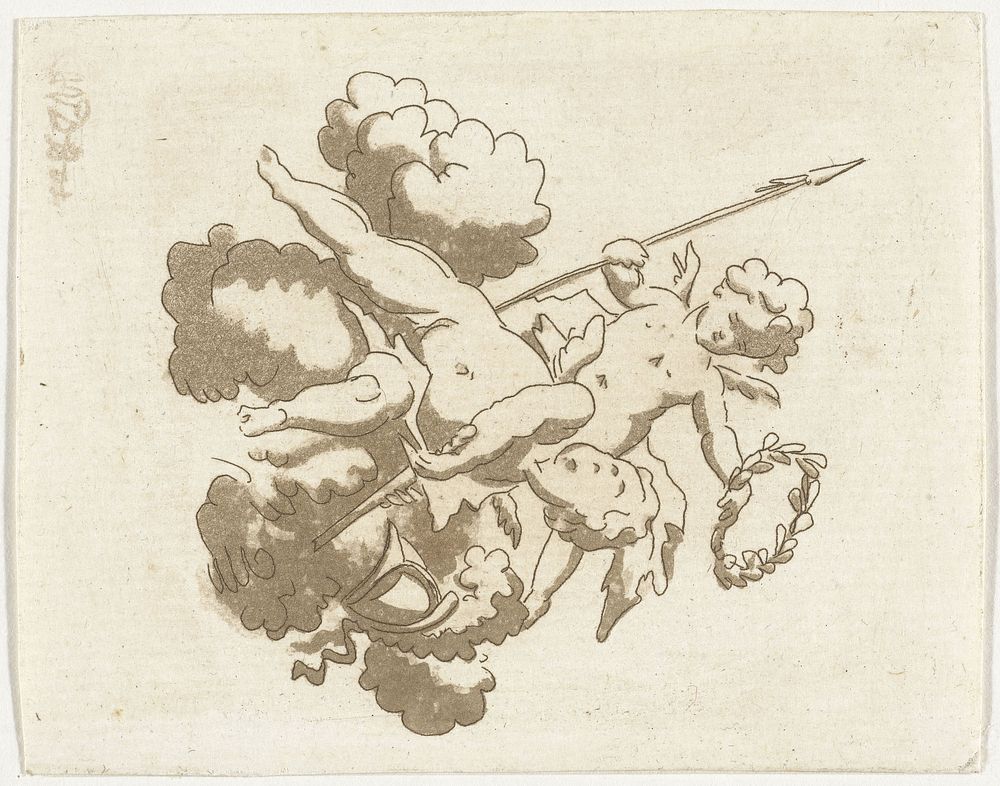Twee putti (1778 - 1838) by Anthonie van den Bos and Jan Bulthuis