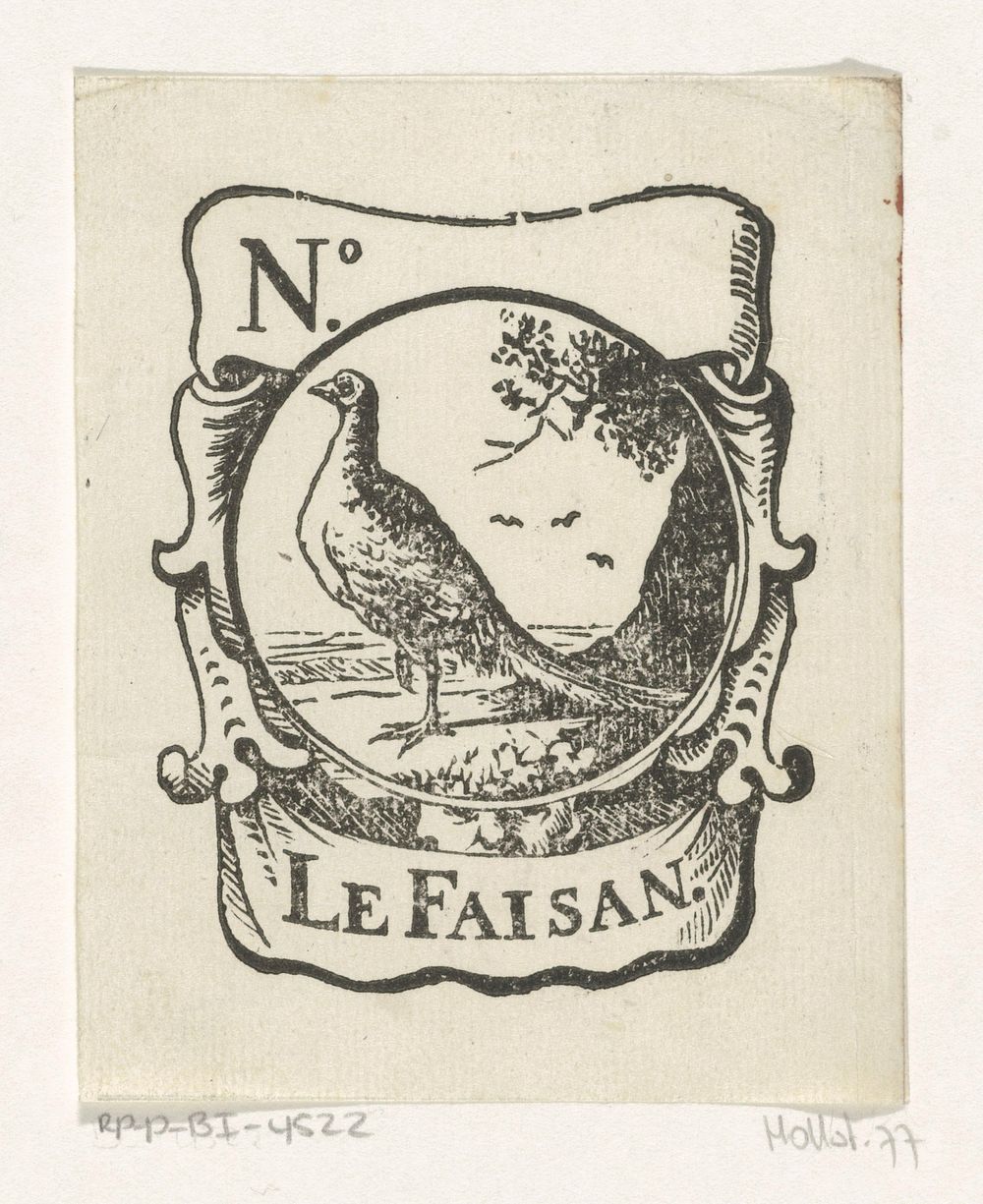 Handelsetiket met een fazant (c. 1681 - 1740) by Isaac Vincentsz van der Vinne