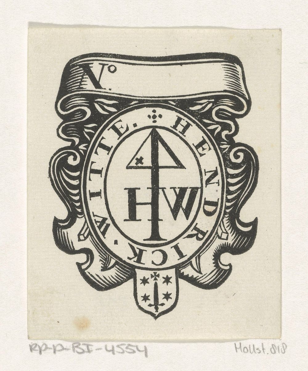 Handelsetiket van Hendrick Witte (c. 1681 - 1740) by Isaac Vincentsz van der Vinne