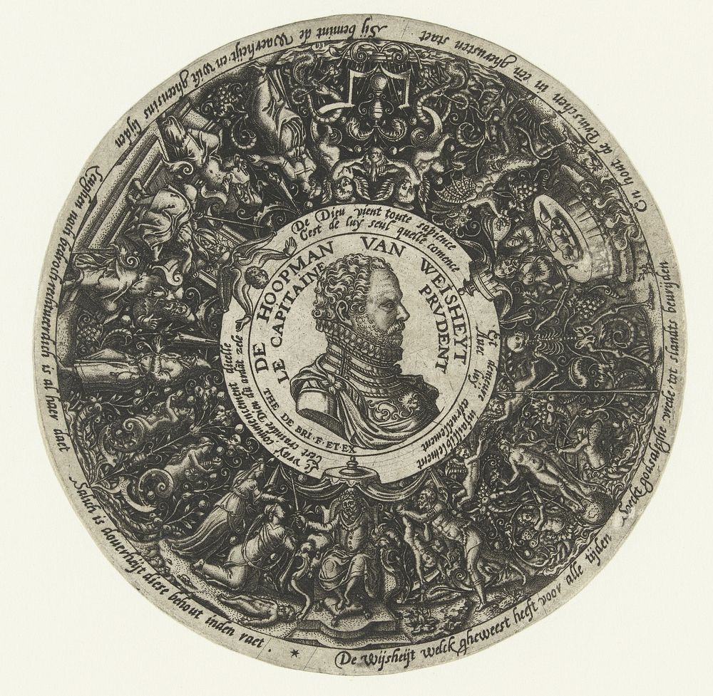 Medaillon met de buste van Kapitein van Wijsheid (c. 1577 - c. 1578) by Theodor de Bry, Theodor de Bry and Theodor de Bry