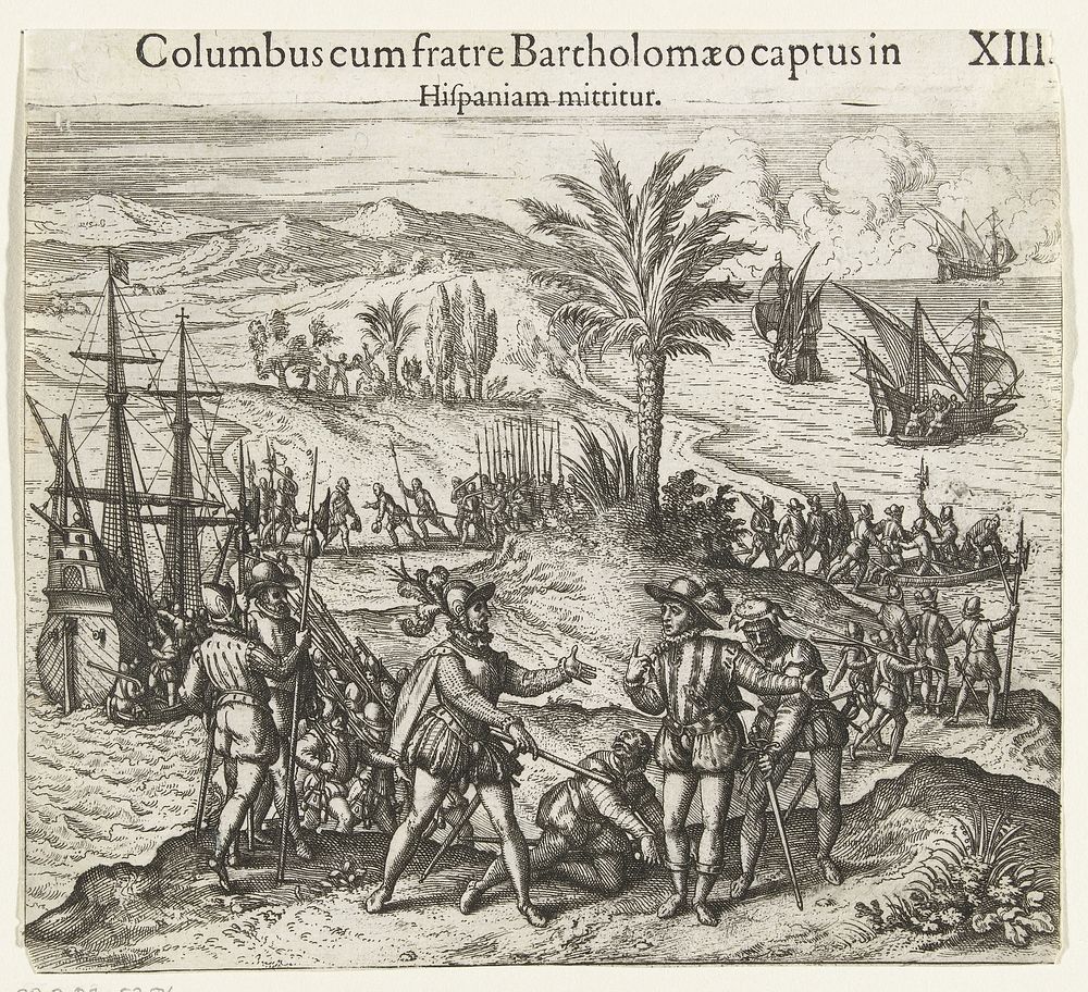 Columbus en zijn broer worden gevangen genomen (1594) by Theodor de Bry, Johann Theodor de Bry and Theodor de Bry