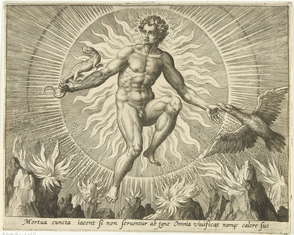 Vuur (1580 - 1584) by Adriaen Collaert, Maerten de Vos and Gerard de Jode
