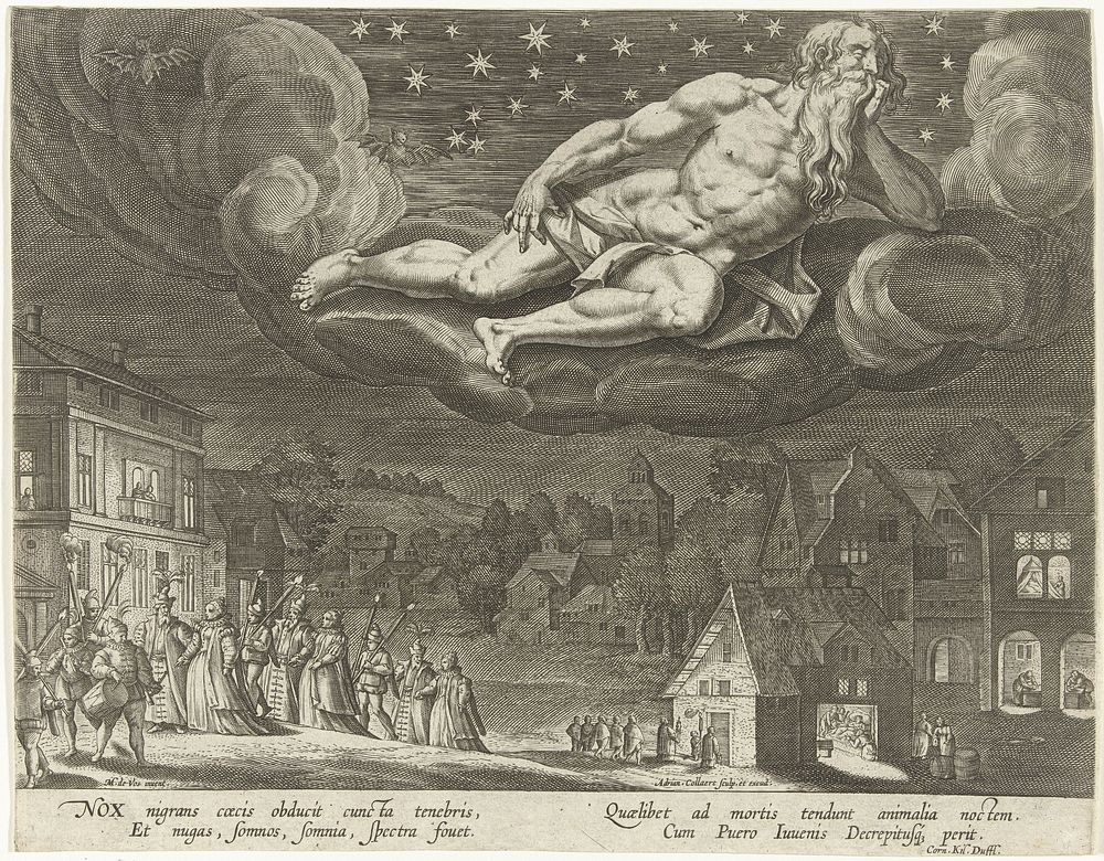 Nacht (1570 - 1597) by Adriaen Collaert, Maerten de Vos, Adriaen Collaert and Cornelis Kiliaan