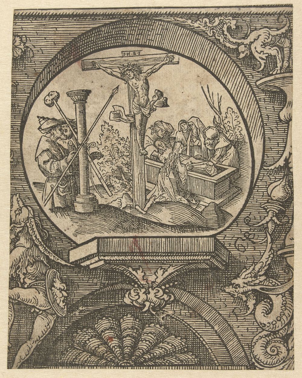De kruisiging en de graflegging van Christus (1520) by Jacob Cornelisz van Oostsanen and Doen Pietersz