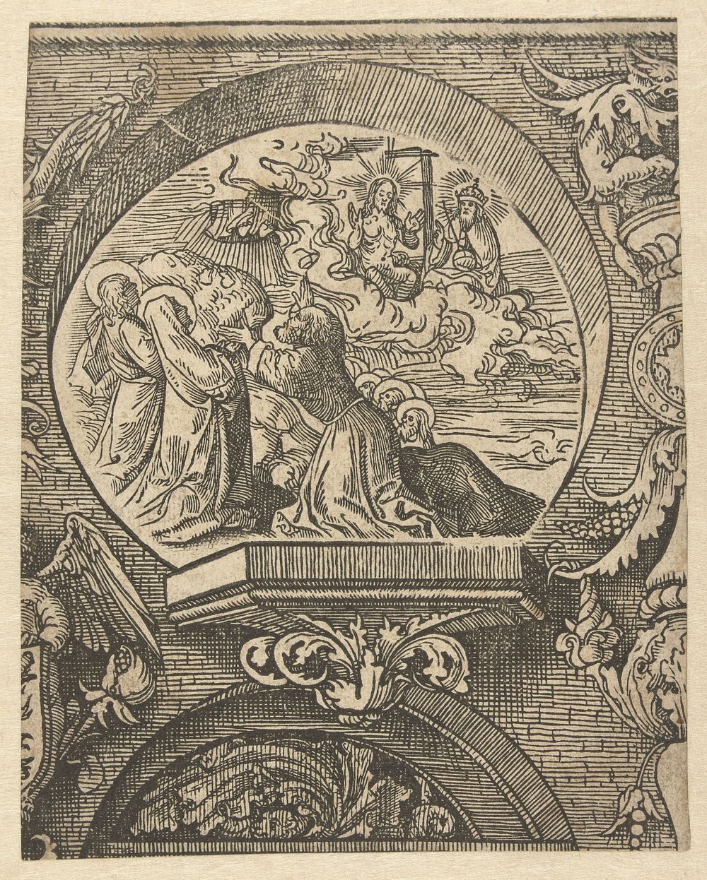 De hemelvaart en Christus voor God de Vader (1520) by Jacob Cornelisz van Oostsanen and Doen Pietersz