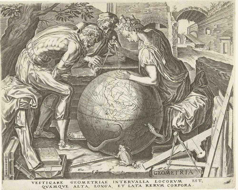 Geometria (Meetkunde) (1565) by Cornelis Cort, Frans Floris I and Hieronymus Cock