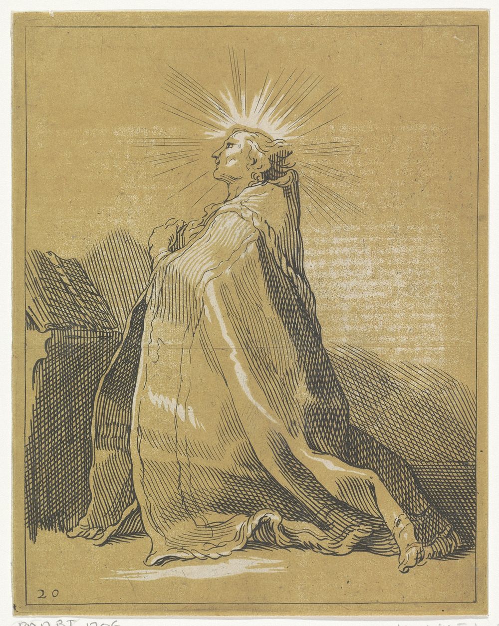 Knielende heilige in gebed (1740) by Frederick Bloemaert, Abraham Bloemaert and Reinier Ottens I  and Josua