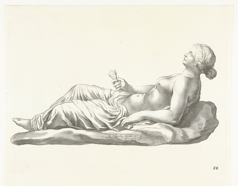 Halfnaakte vrouw (c. 1636) by Cornelis Bloemaert II and Giovanni Citosibio Guidi
