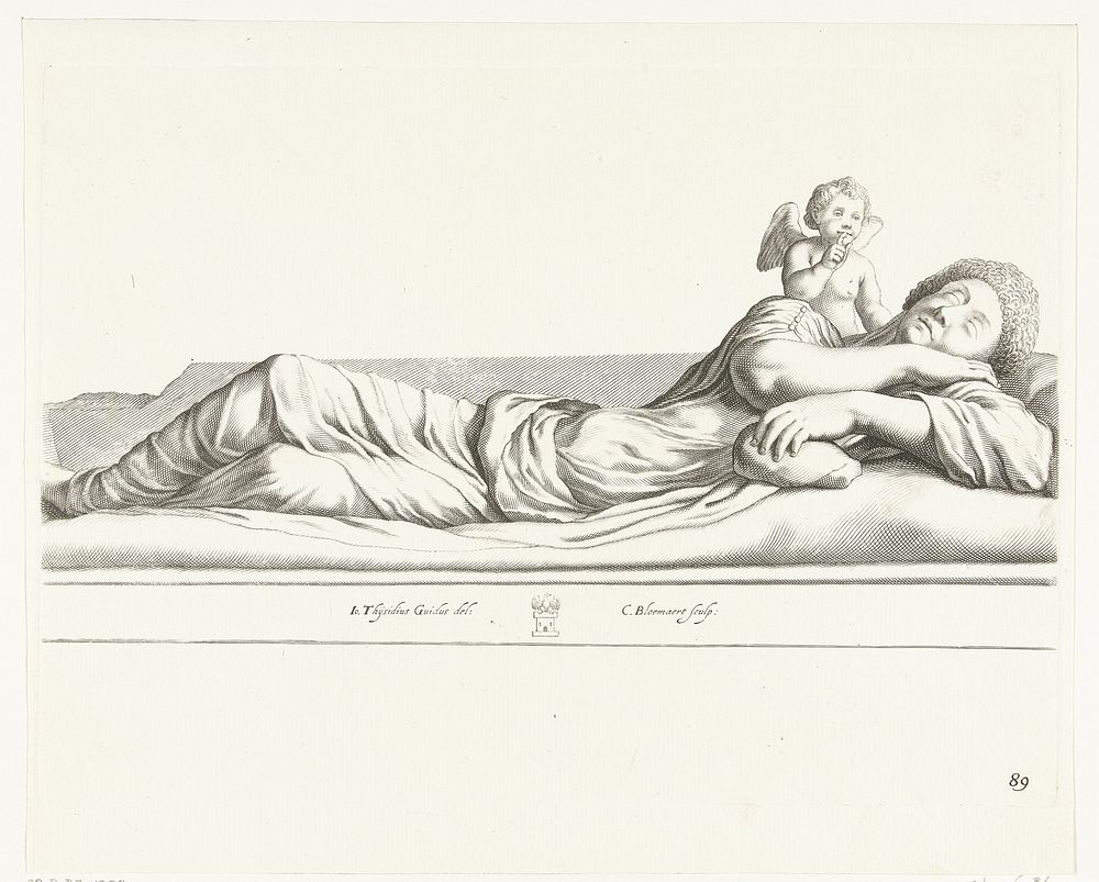 Slapende vrouw met putto (c. 1636) by Cornelis Bloemaert II and Giovanni Citosibio Guidi