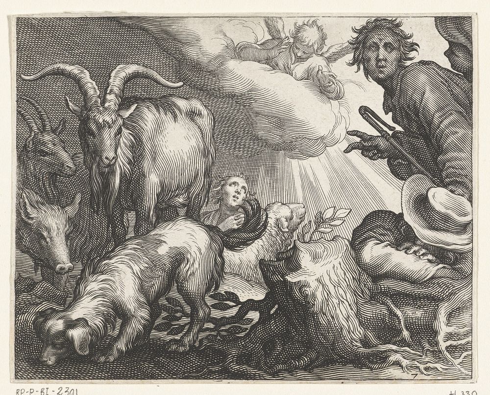 Verkondiging aan de herders (1611) by Boëtius Adamsz Bolswert, Abraham Bloemaert and Boëtius Adamsz Bolswert