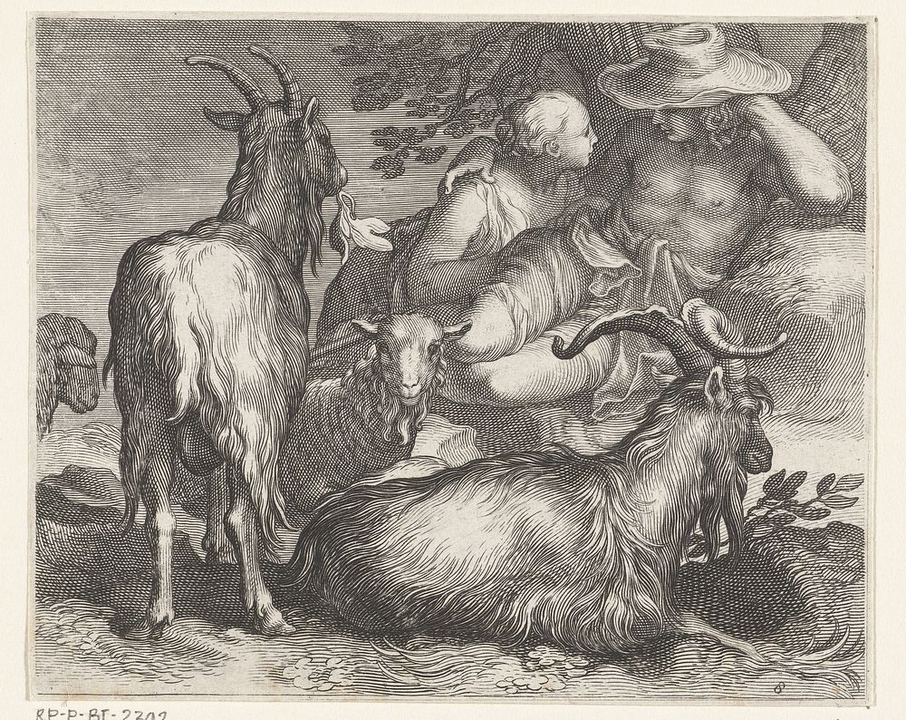 Herder en herderin met geiten (1611) by Boëtius Adamsz Bolswert, Abraham Bloemaert and Boëtius Adamsz Bolswert