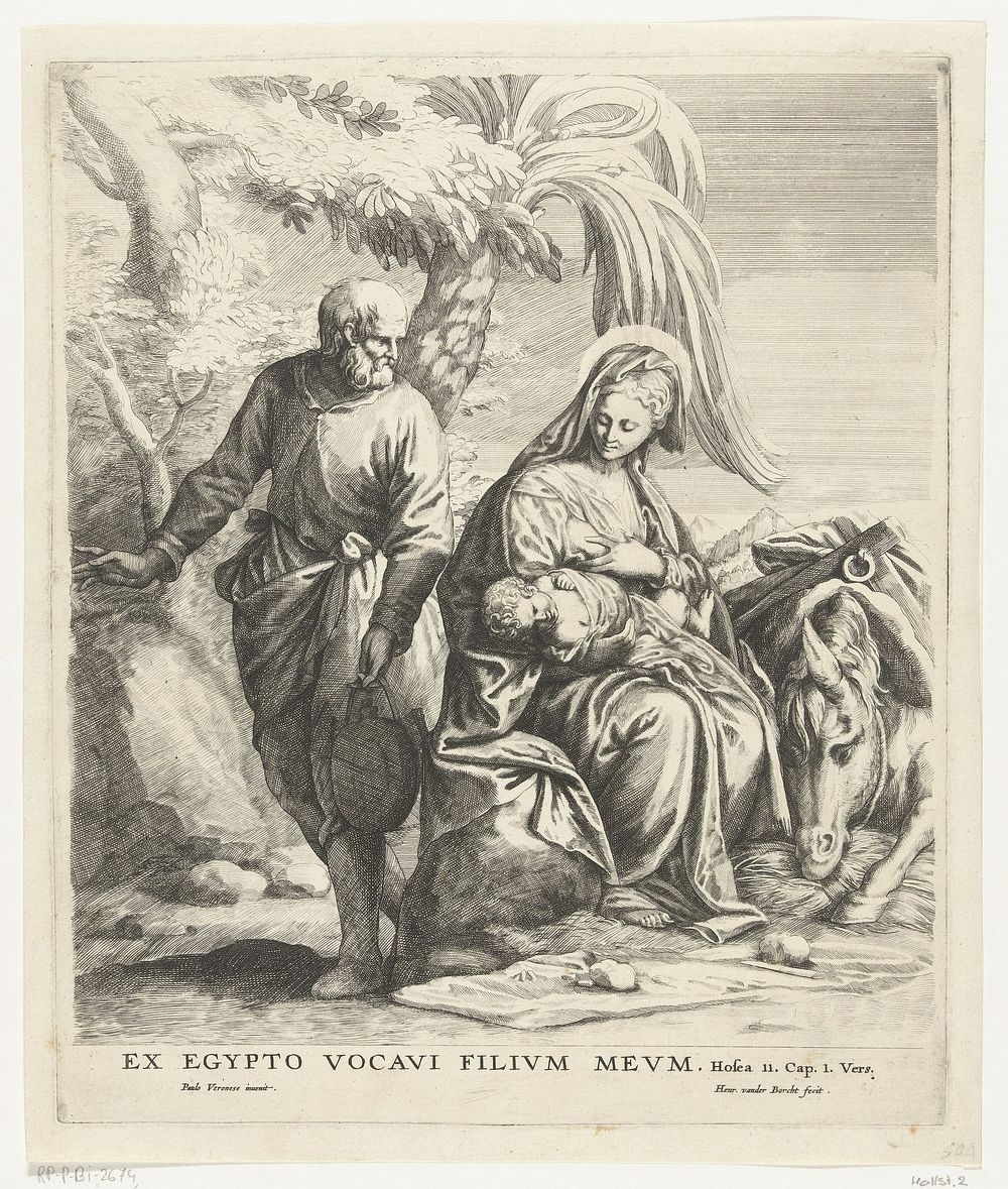 Rust tijdens de vlucht naar Egypte (1594 - 1660) by Hendrik van der Borcht II and Paolo Veronese