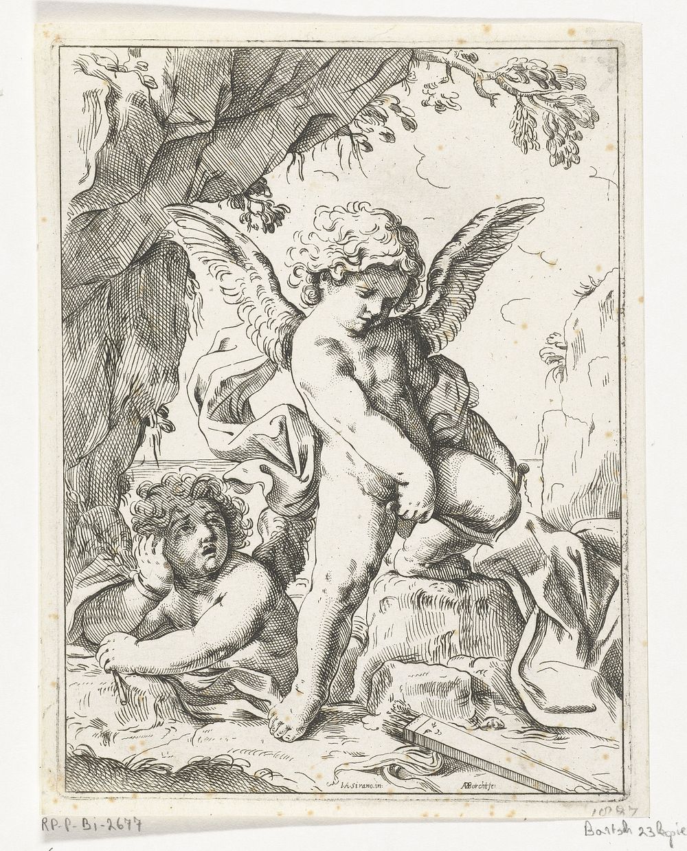 Cupido breekt zijn boog (1648 - 1663) by Anton van der Borcht, Giovanni Andrea Sirani and Lorenzo Loli