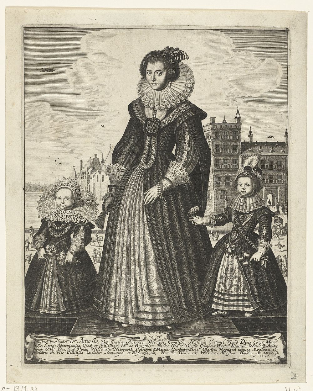Portret van Amalia van Solms met twee van haar kinderen (1628) by Willem Outgertsz Akersloot and Adriaen Pietersz van de…