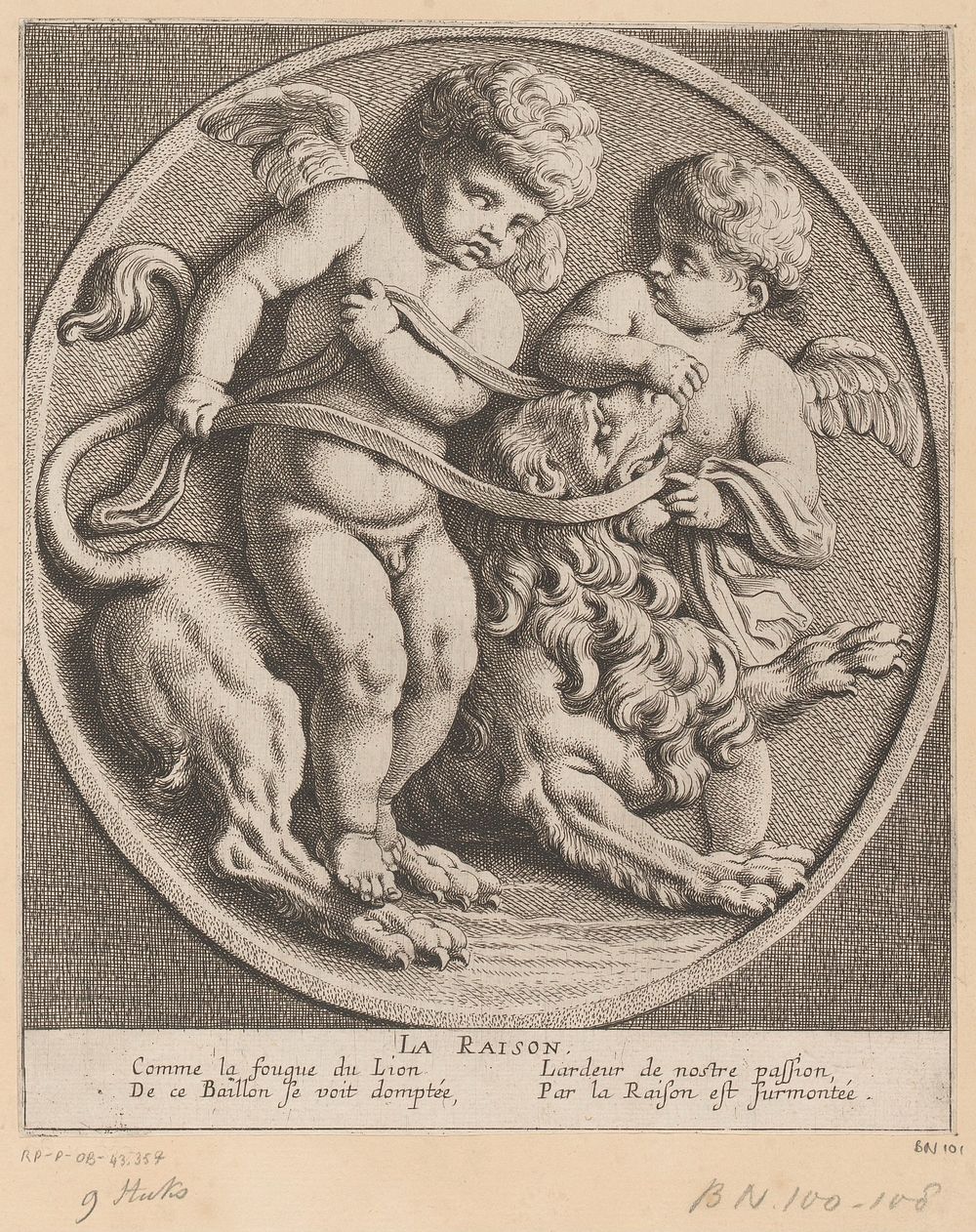 Twee putti met een leeuw (1654) by Louis Ferdinand I Elle, Gerard van Opstal, Tetelin, Jacques van Merlen and Lodewijk XIV…