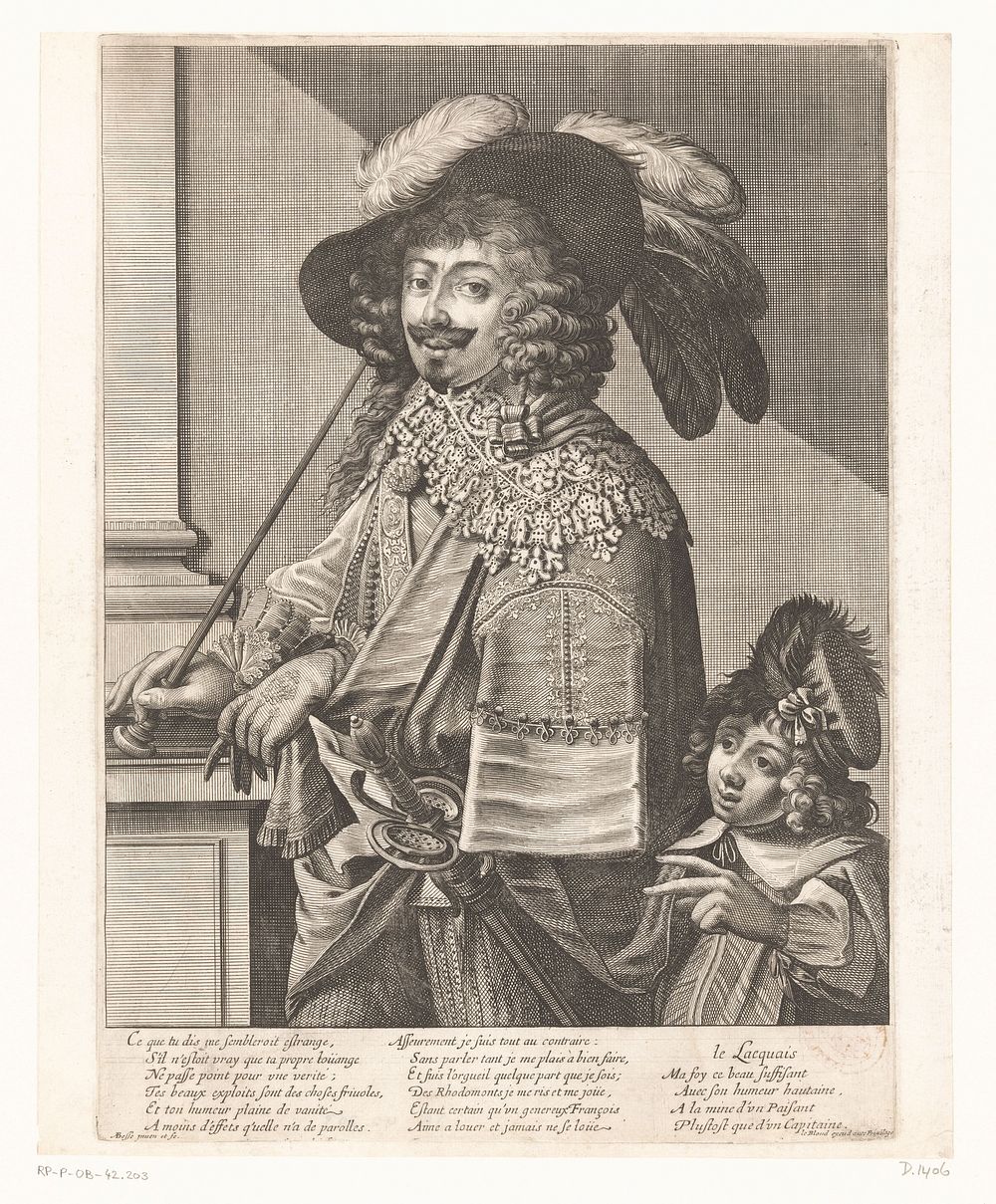 Franse man met een lakei (1635) by Abraham Bosse, Abraham Bosse and Jean Leblond I
