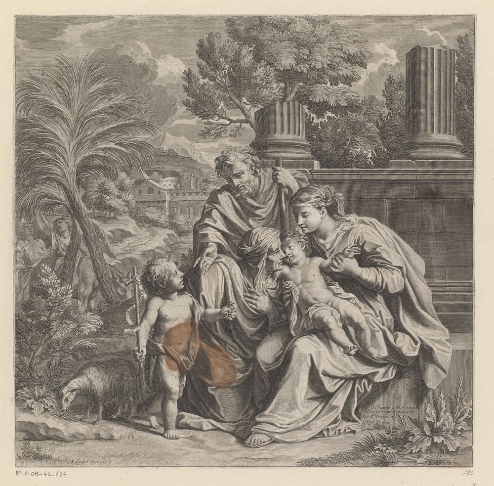 Heilige Familie met Johannes en Elisabeth (1661 - 1683) by Guillaume Chasteau, Noël Coypel, Guillaume Chasteau and Lodewijk…