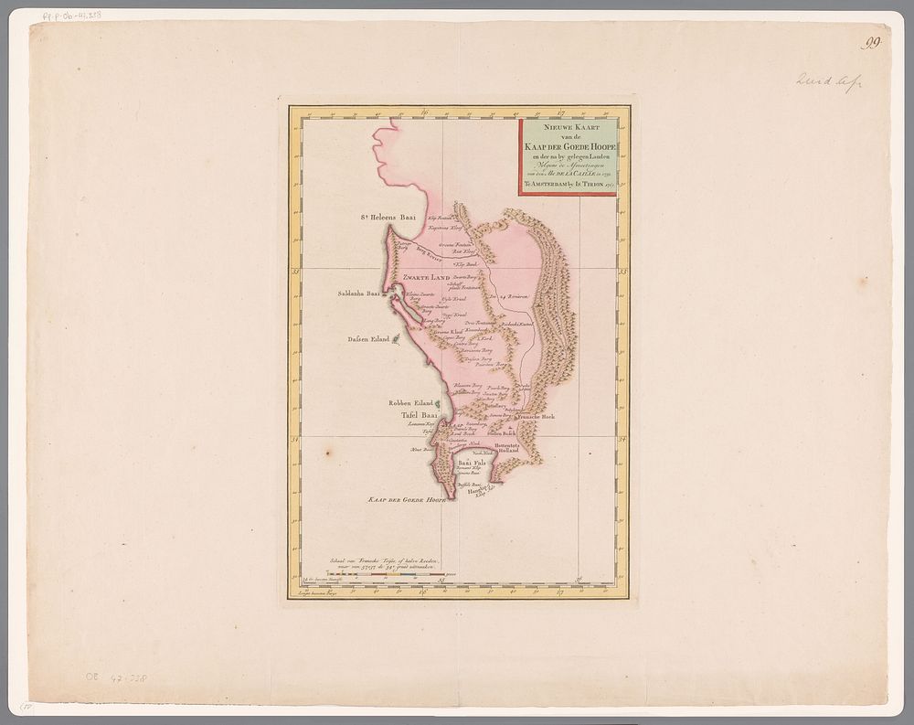 Kaart van Kaap de Goede Hoop (1763) by anonymous, Nicolas Louis de Lacaille and Isaak Tirion