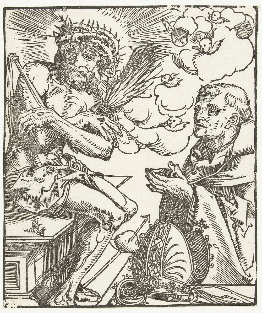 Heilige Bernardus aanbidt Man van Smarten (1482 - 1553) by Lucas Cranach I