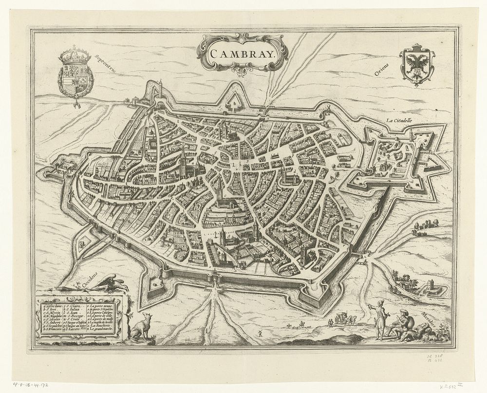 Plattegrond van Cambrai (Kamerijk) (1682) by Jan Luyken, Frans Hogenberg, Symon Novelanus and Johannes Janssonius van…