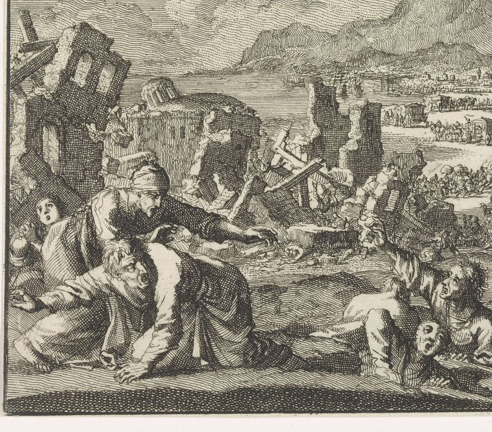 Embleem: aardbeving (1695 - 1705) by Jan Luyken and Christoph Weigel