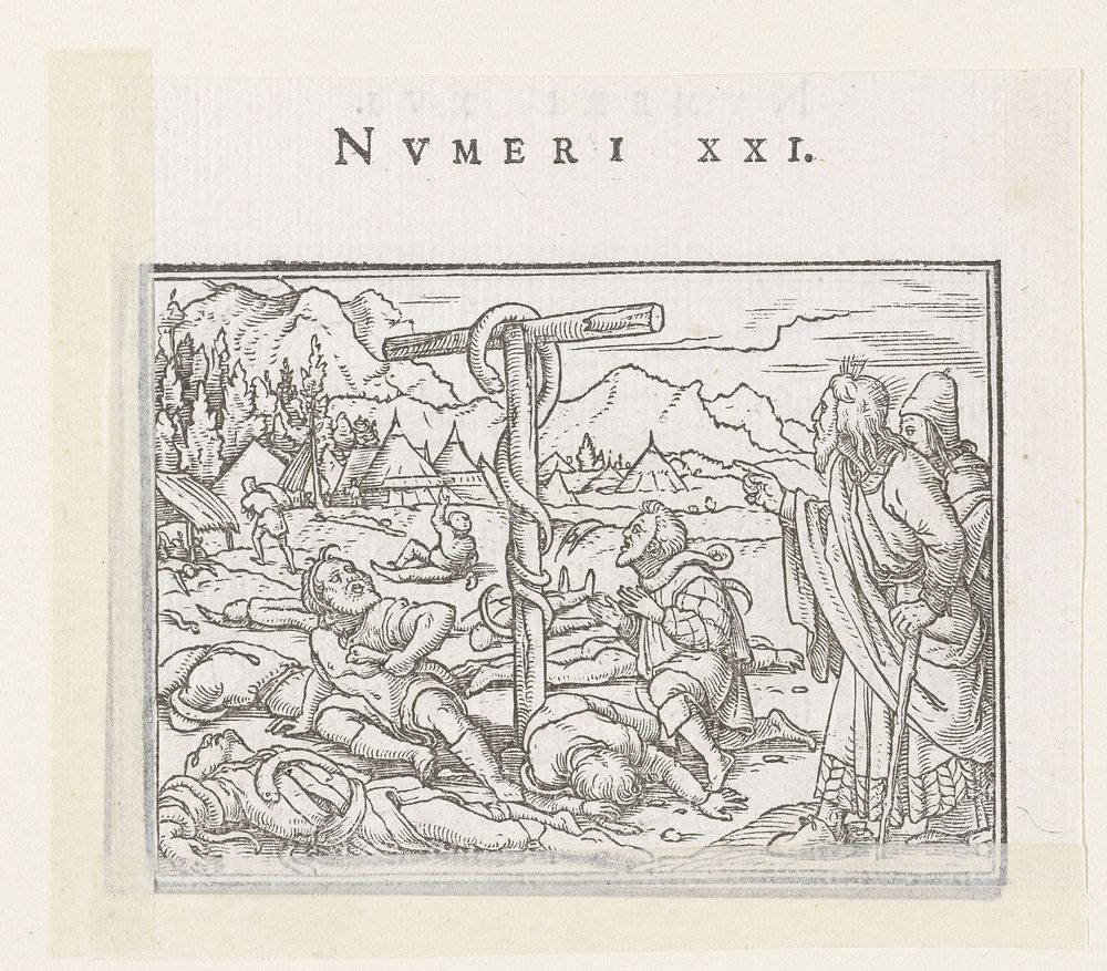 Oprichting van de koperen slang (1538) by Hans Holbein II and Veit Rudolf Specklin