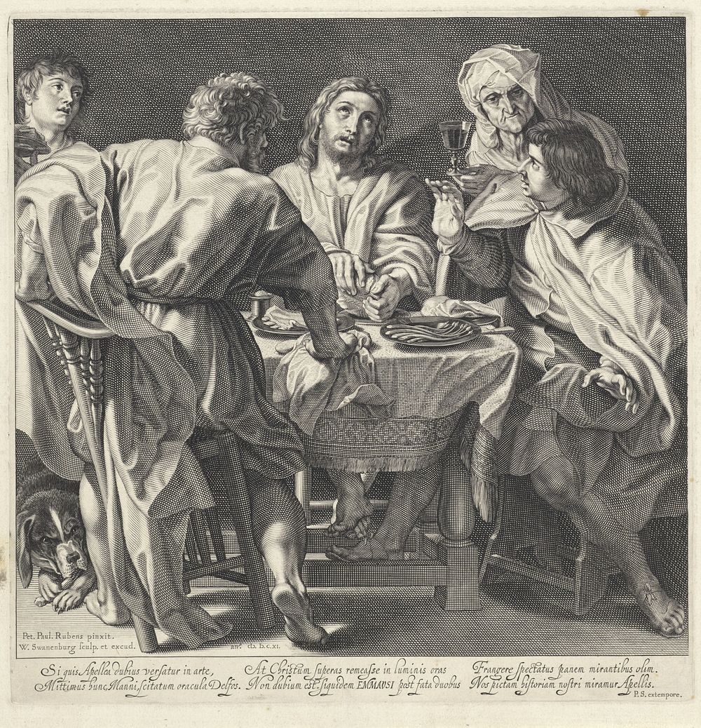 Maaltijd in Emmaüs (1611) by Willem Isaacsz van Swanenburg, Peter Paul Rubens, Petrus Scriverius and Willem Isaacsz van…